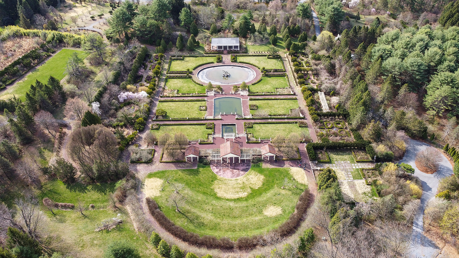 aerial view of gardens