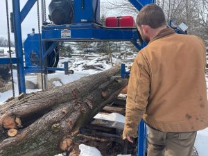 Lumber being milled.
