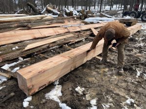 Lumber being prepared for the garden of the cross.